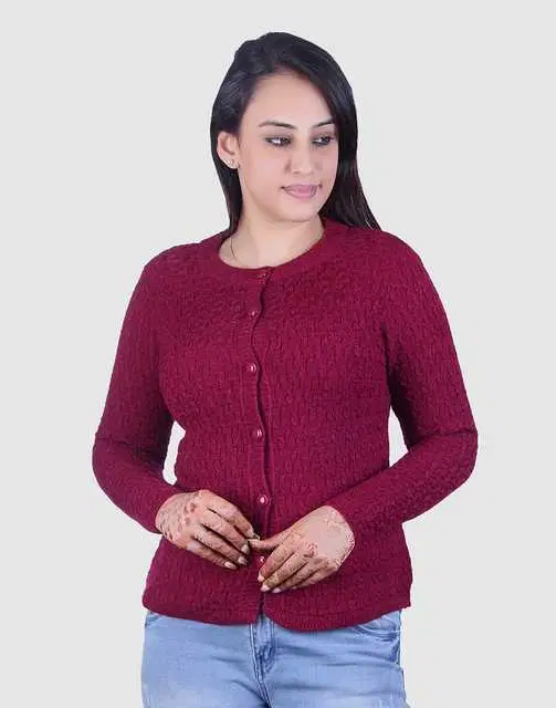 Women's Full Sleeves Cardigan (Purple, M) (M69)