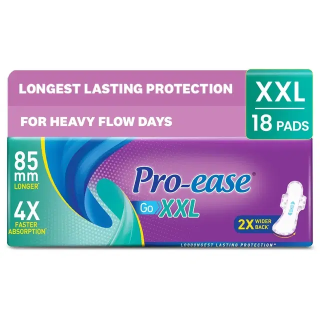 Proease Go Xxl Sanitary Pads For Heavy Flow (18 Xxl Pads)