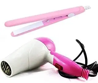 Plastic Hair Dryer With 2 in 1 Hair Straightner, Blue (1000 W)