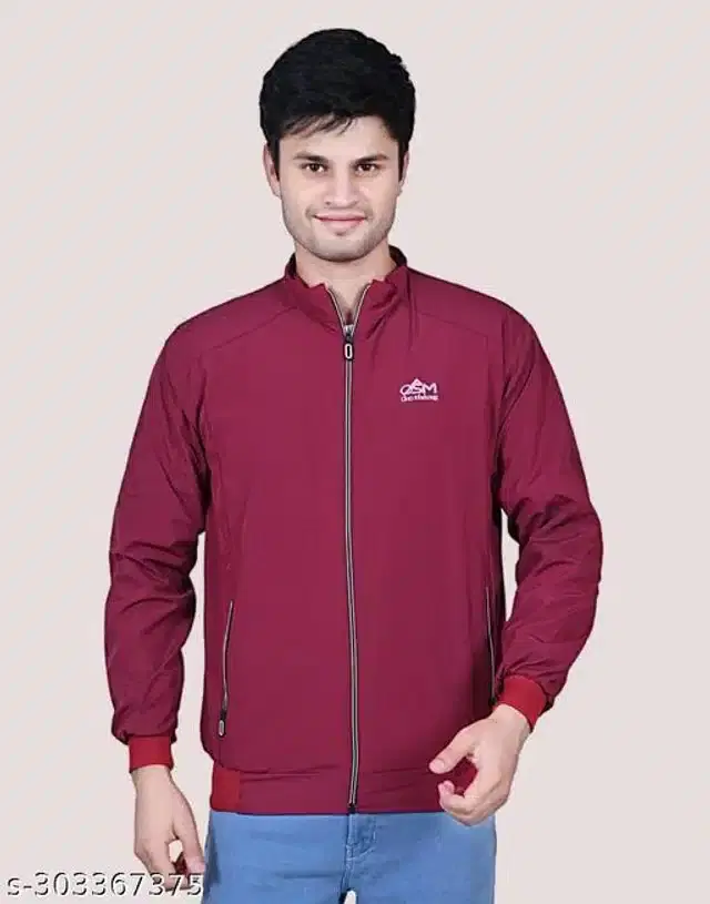 Polyester Jacket for Men (Maroon, M)