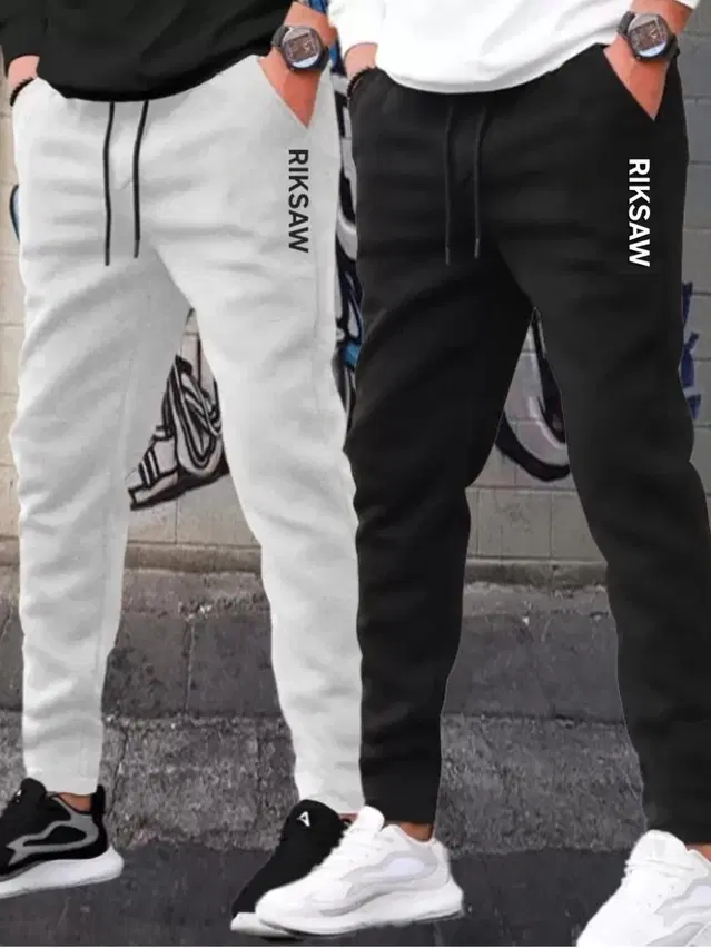 Polyblend Printed Trackpants for Men, Black & Grey, Pack of 2 (XXL)