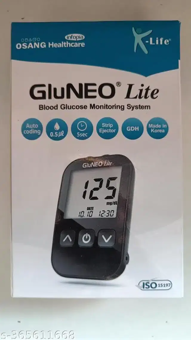 Glucometer with 25 Pcs Test Strips, Black, Set of 2