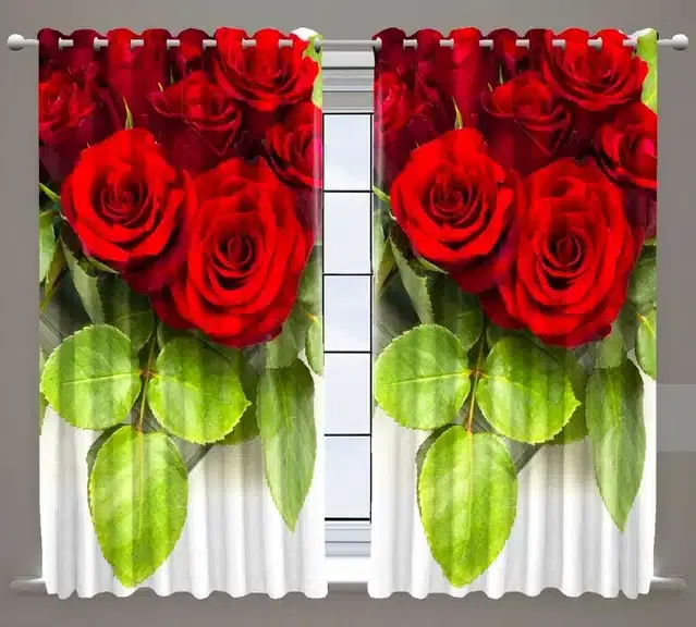 Polyester Printed Door & Window Curtains, Multicolor, 7 feet