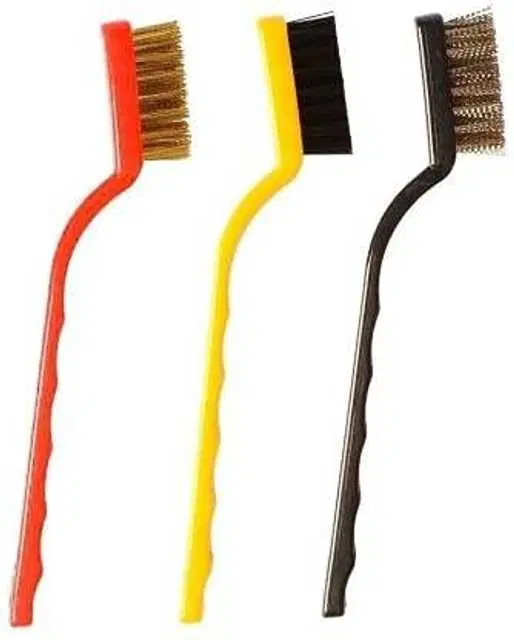 MN Enterprises Mini Plastic Wire Brush Set, Cleaning Tool Kit Brass, Nylon, Stainless Steel, Assorted, Pack Of 3, MN_11
