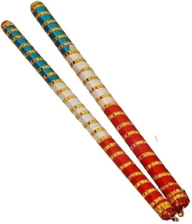 Lace Wooden Dandiya Sticks, Multicolor, Set of 1