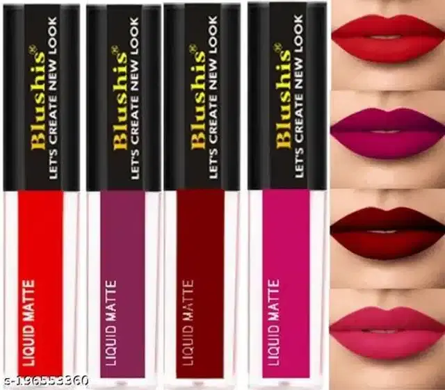 Premium Liquid Matte Lipsticks, Multicolor, Pack of 4