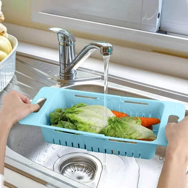 Expandable Kitchen Sink Drainer Basket Rack for Kitchen