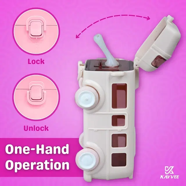 Plastic Bus Shape Sipper Bottle for Kids, Multicolor (1000 ml)