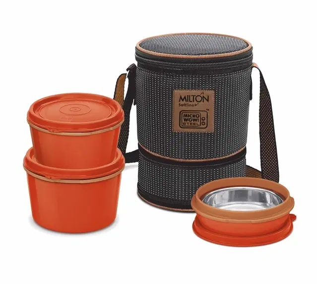 Milton Flexi 2+1 3 Containers Stainless Steel, Plastic Office Lunch Box, Blue (950 ml)
