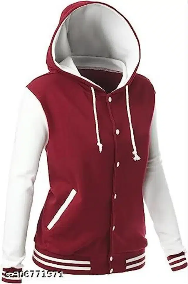 Full Sleeves Hoodie for Women (Maroon & White, S)