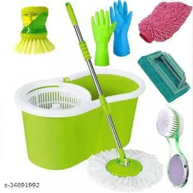 Spin Bucket Mop with Accessories, Assorted, Set of 6