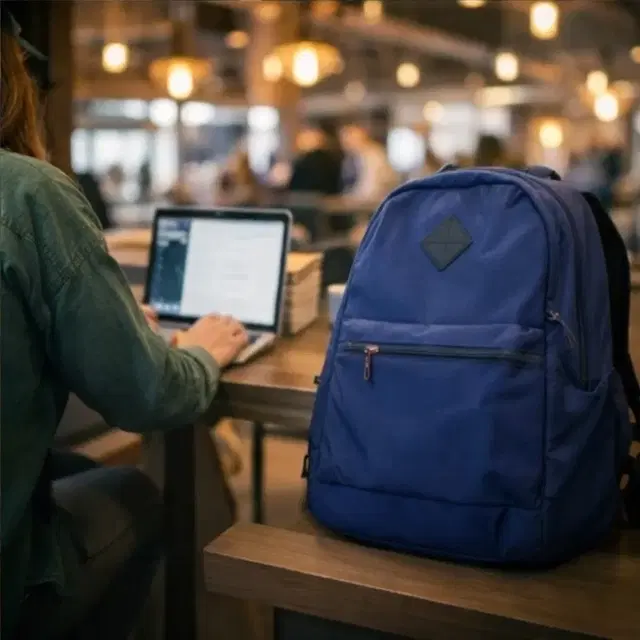 Lightweight Navy Blue Casual Laptop Backpack for Men & Women