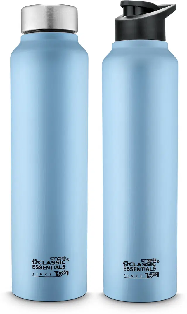 Stainless Steel Water Bottles, Sky Blue, 1000 ml, Pack of 2