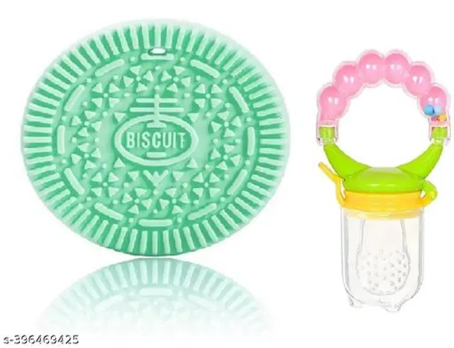 Teether with Fruit Nibbler for Baby, Multicolor, Set of 2