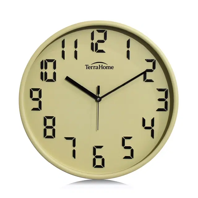TerraHome Sweep Silent Embossed Wall Clock 12in Black Beige