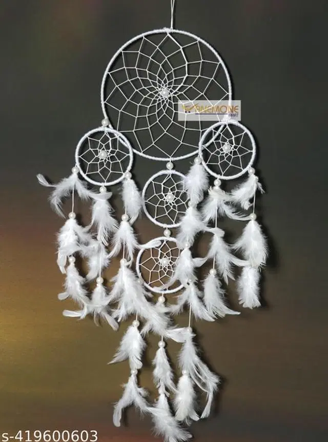 Feather Wall Hanging Dream Catcher, White