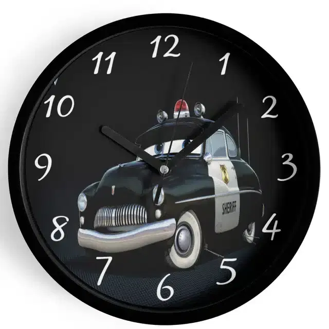 Analog Cars Wall Clock for Home, Black, 7 Inches