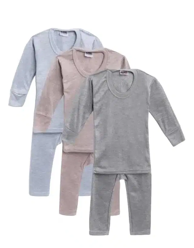 Woolen Blend Thermal Clothing Set for Kids, Set of 3 (Multicolor, 18-24 Months)
