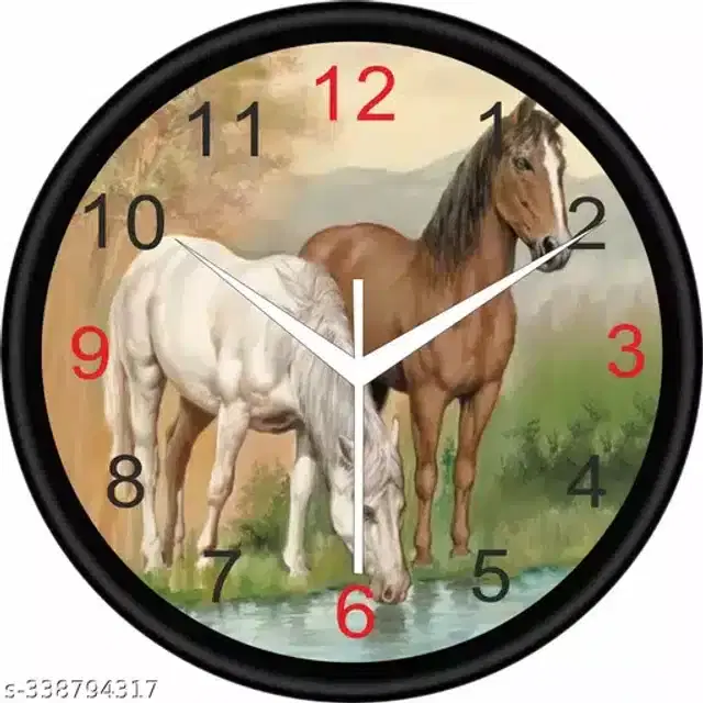 Designer Printed Plastic Wall Clock, Multicolor