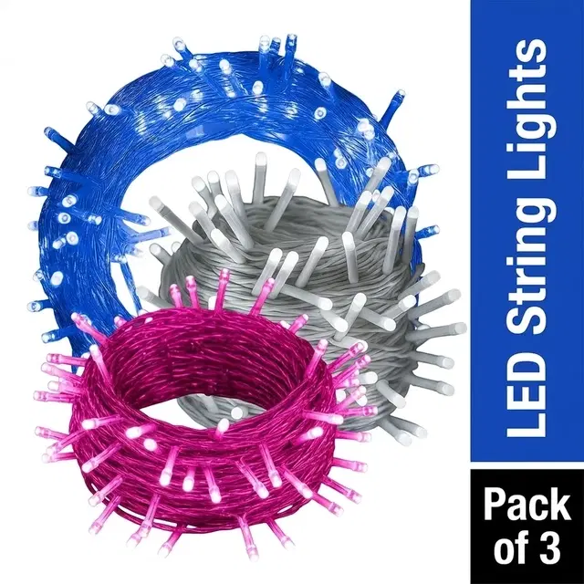 Mprow 20 Meter 72 Led's String Light - White, Blue & Pink (Combo Pack of 3)