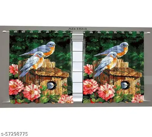 Curtains for Window, Green, 5 feet