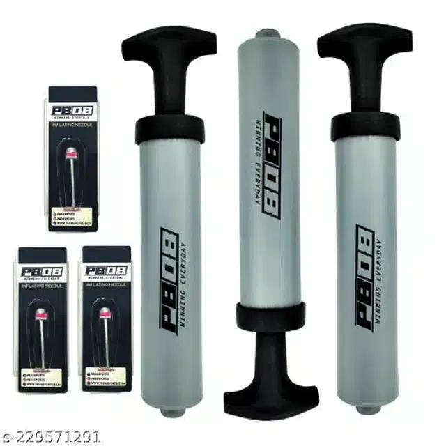 PVC 3 Pcs Air Pumps with 3 Pcs Inflation Needles, Grey & Black, Set of 2