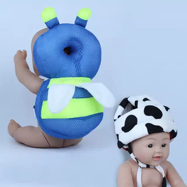 Infants Head & Back Safety Protector Pillow and Safety Helmet, Pack of 2 (Multicolor)