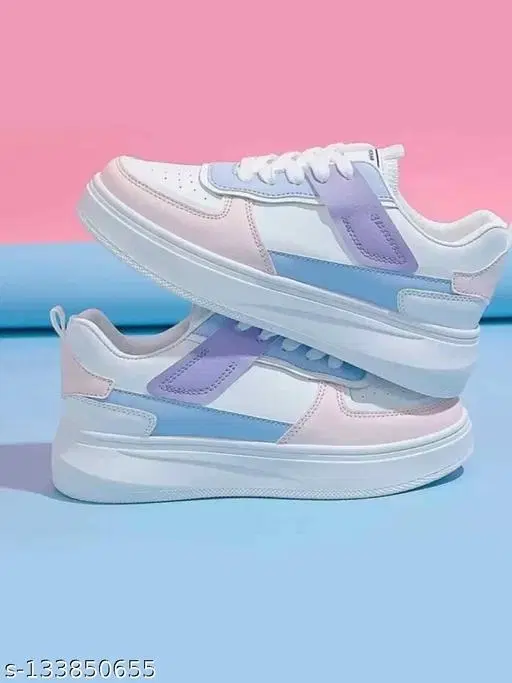 Solid Sneakers for Women (Pink, IND-3)
