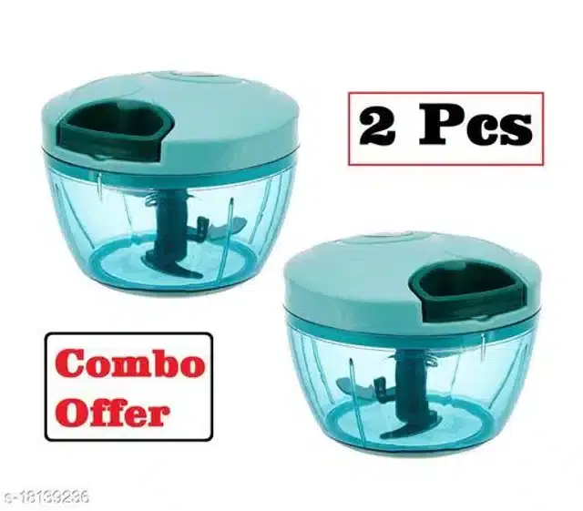 Manual Choppers for Kitchen, Green, 550 ml, Pack of 2