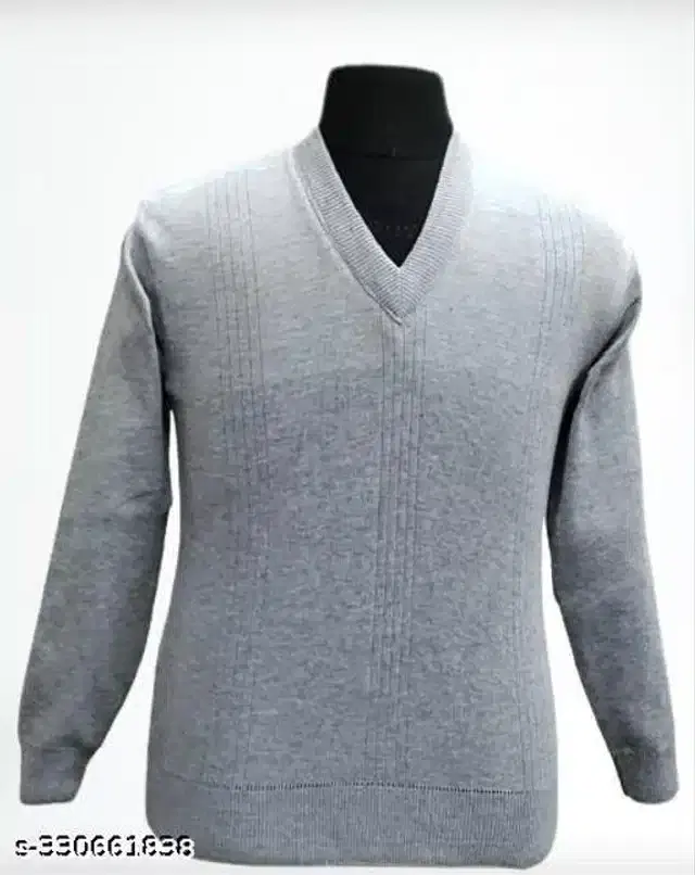 Woolen Sweater for Men (Grey, Free Size)