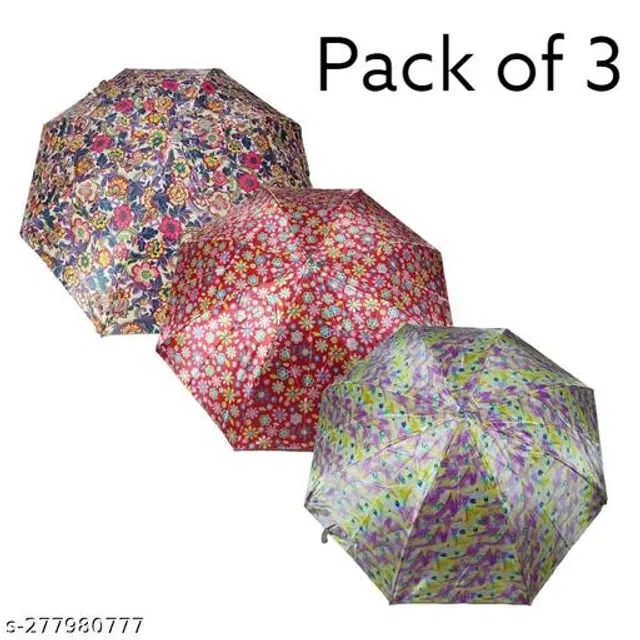 Polyester Foldable Umbrella, Assorted, Pack of 3