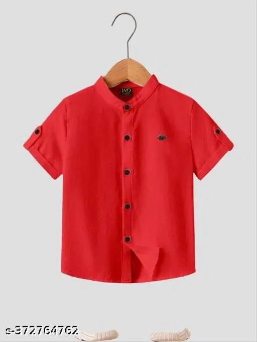 Solid Short Sleeve Shirt for Boys (Red, 6-7 Years)
