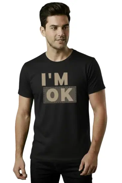 Cotton Blend Printed T-shirt for Men, Black (XL)