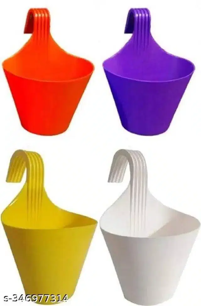 Plastic Hanging Planters, Multicolor, Pack of 4