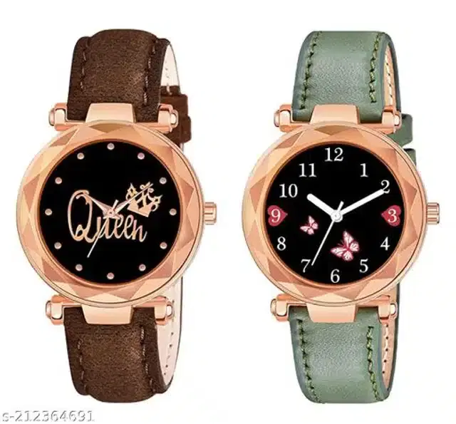 Analog Watch for Women, Pack of 2 (Multicolor)