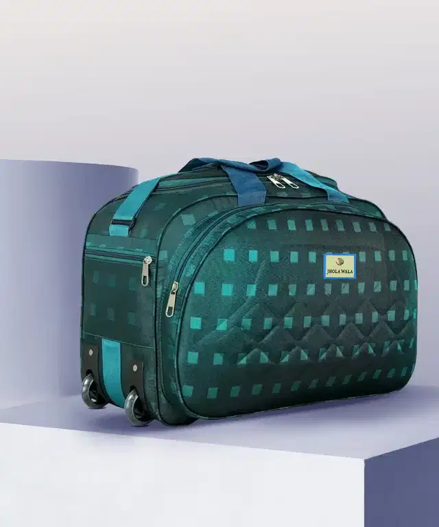 Polyester Traveling Luggage Bag with Wheels, Aqua,65 L