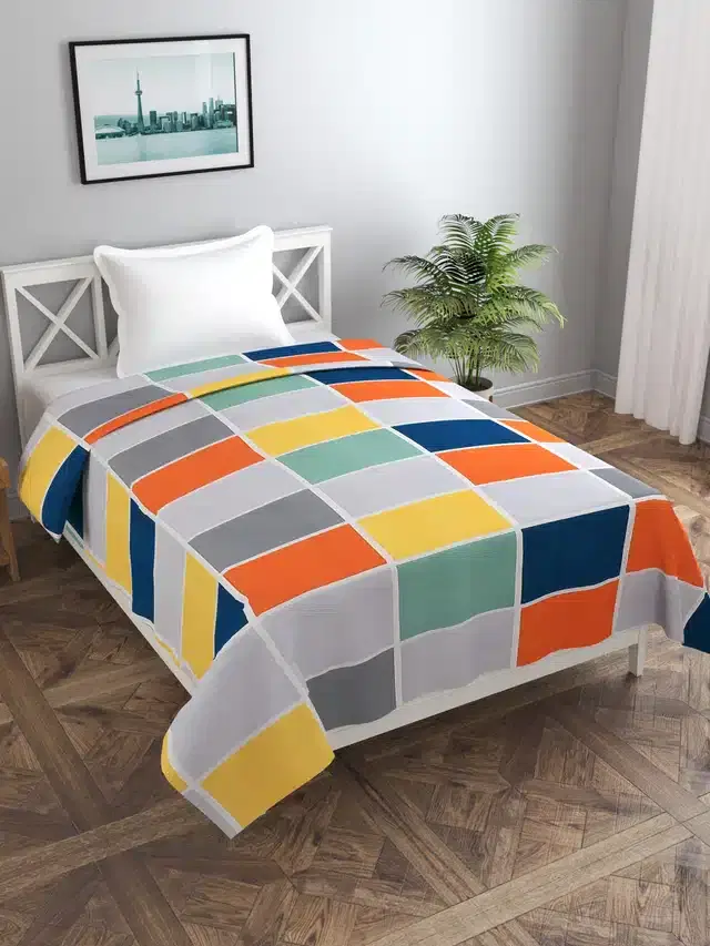 Printed Single Duvet Cover with Zipper, Multicolor, 60x90 Inches