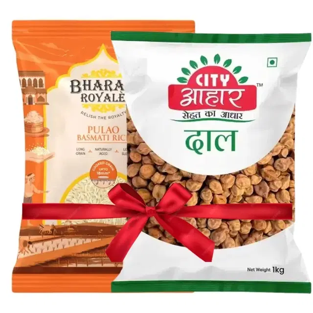 Bharat Royale Pulao Basmati Rice 900 g + City Aahar Kala Chana 1 kg