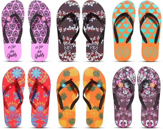 Flip Flops for Women, Pack of 6 (Multicolor, 6)
