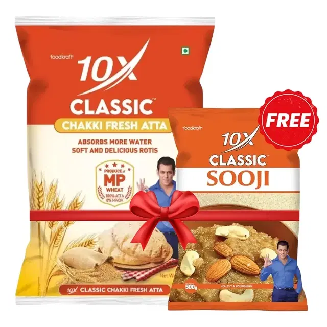 Buy 10X Classic Chakki Fresh Atta 10 Kg And Get 10X Classic Sooji 500 g Free