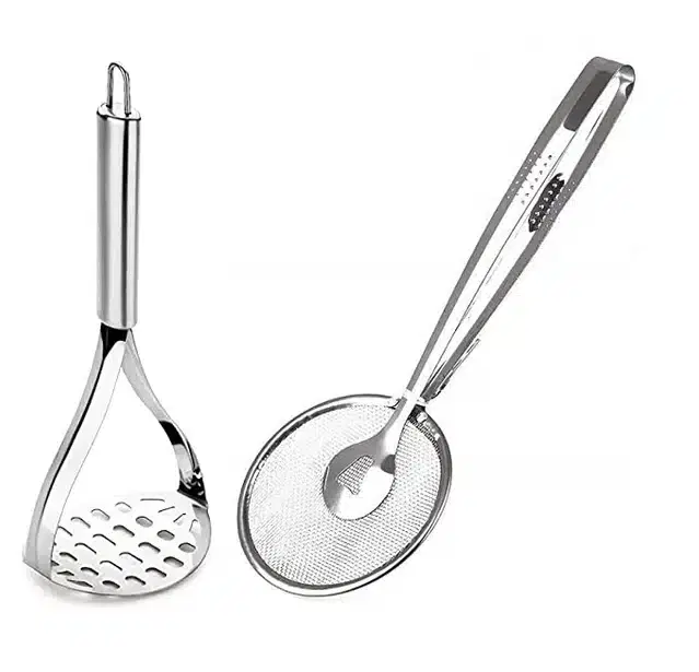 Strainer Wih Spoon, Silver, Free Size, B28