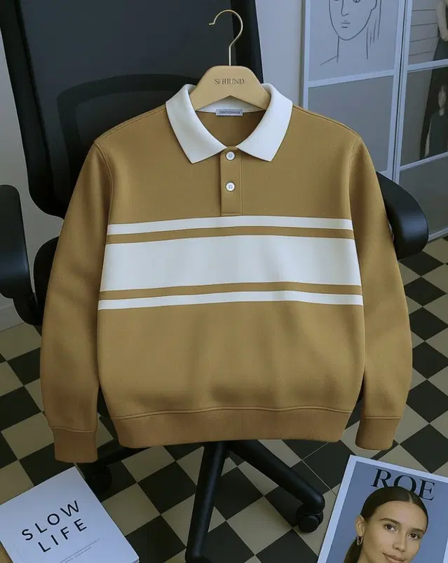 Cotton Blend Colorblocked Sweatshirt for Men, Brown (M)