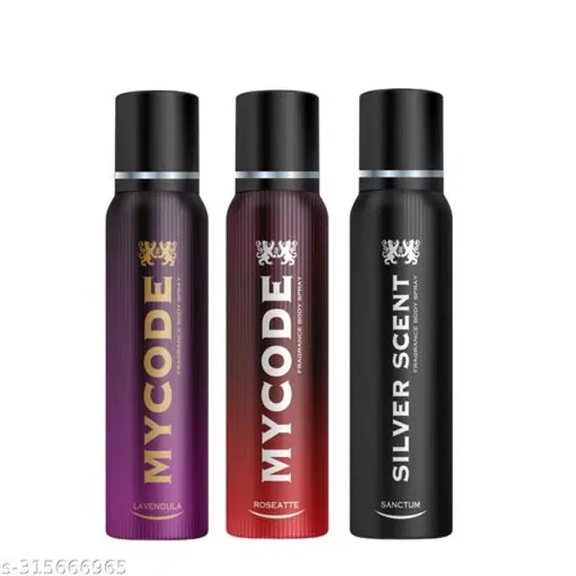 Combo of MYCODE Lavenoula, Roseatte & Sanctum Fragrance Body Spray for Men, 100 ml, Pack of 3