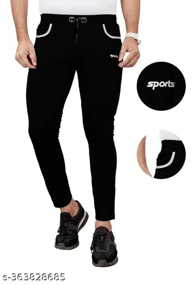 Lycra Track Pant for Men (Black, 28)