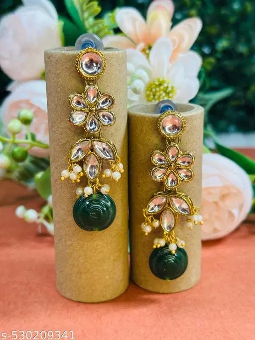 Alloy Kundan Earring for Women & Girls, White