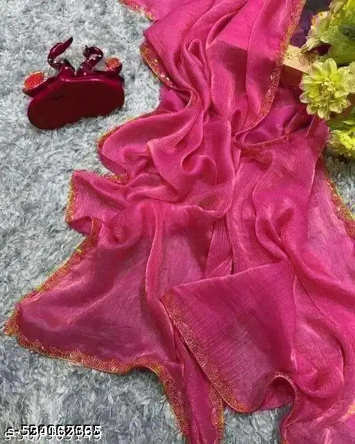 Jimmy CHoo Solid Saree for Women, Pink (6.3 m)