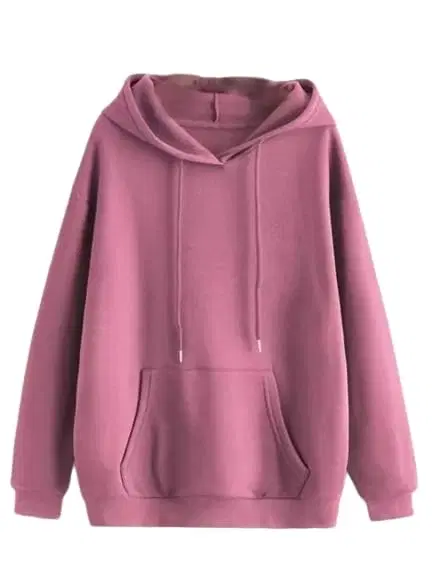 Fleece Solid Hoodie for Women, Pink (M)
