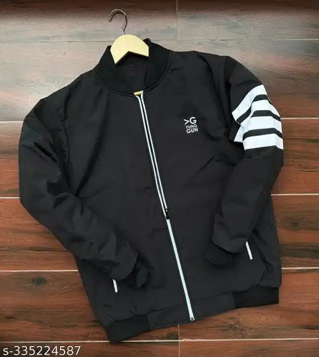 Polyester Jacket for Men (Black, XL)