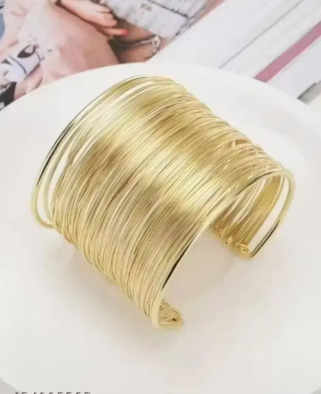 Trendy Wire Layered Stainless Steel Bracelet for Women, Gold