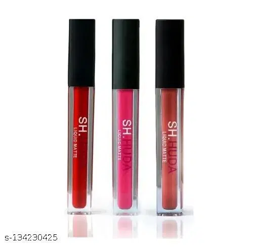 Matte Liquid Mousse Beauty Lipstick Combo Pack Of 3 (Red, Pink, Nude 9 ml)